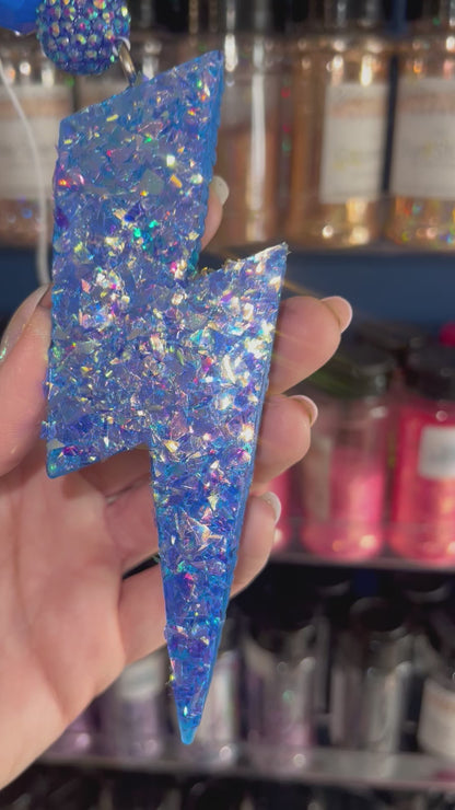 Blue (Shattered Glass) Lightning Bolt Car Freshie