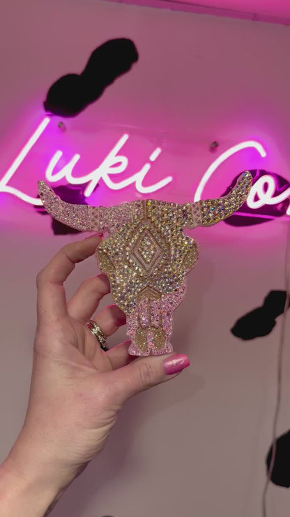 Miss Dolly Rhinestoned Bull Skull  Car Freshie