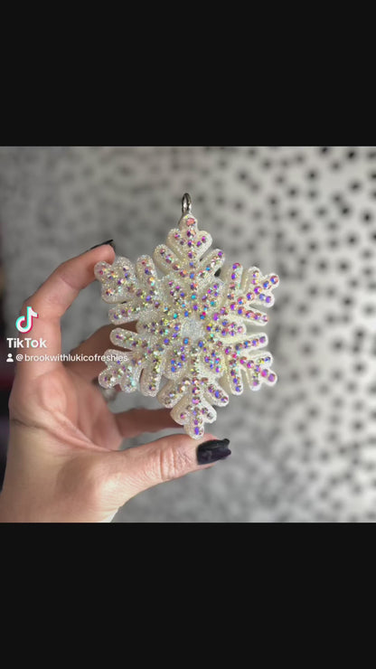 Aquamarine Blue Rhinestone Snowflake Car Freshie