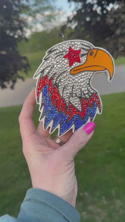 Rhinestone Patriotic 4th Eagle  Car Freshie