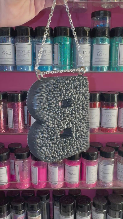 Rhinestoned “Necklace”  Checkered Letter Customize  Car Freshie