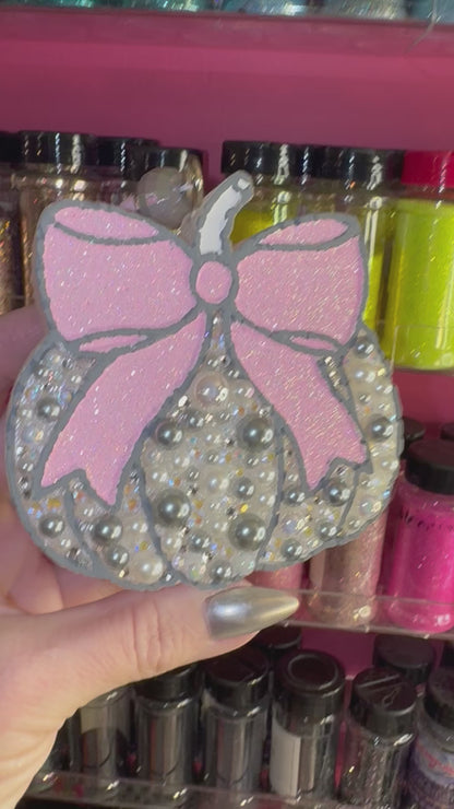 Pearls Pumpkin Pink Bow Car Freshie