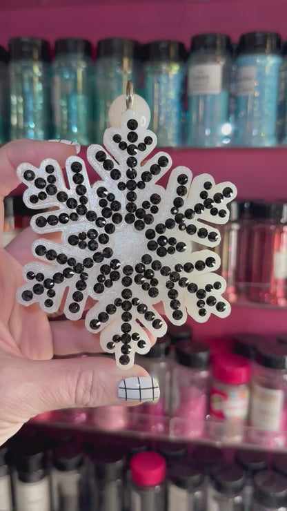 Black Rhinestone Snowflake Car Freshie