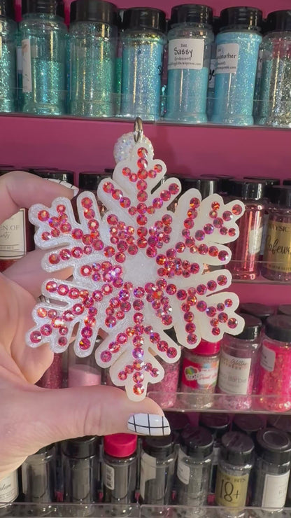Pink  Rhinestone Snowflake Car Freshie